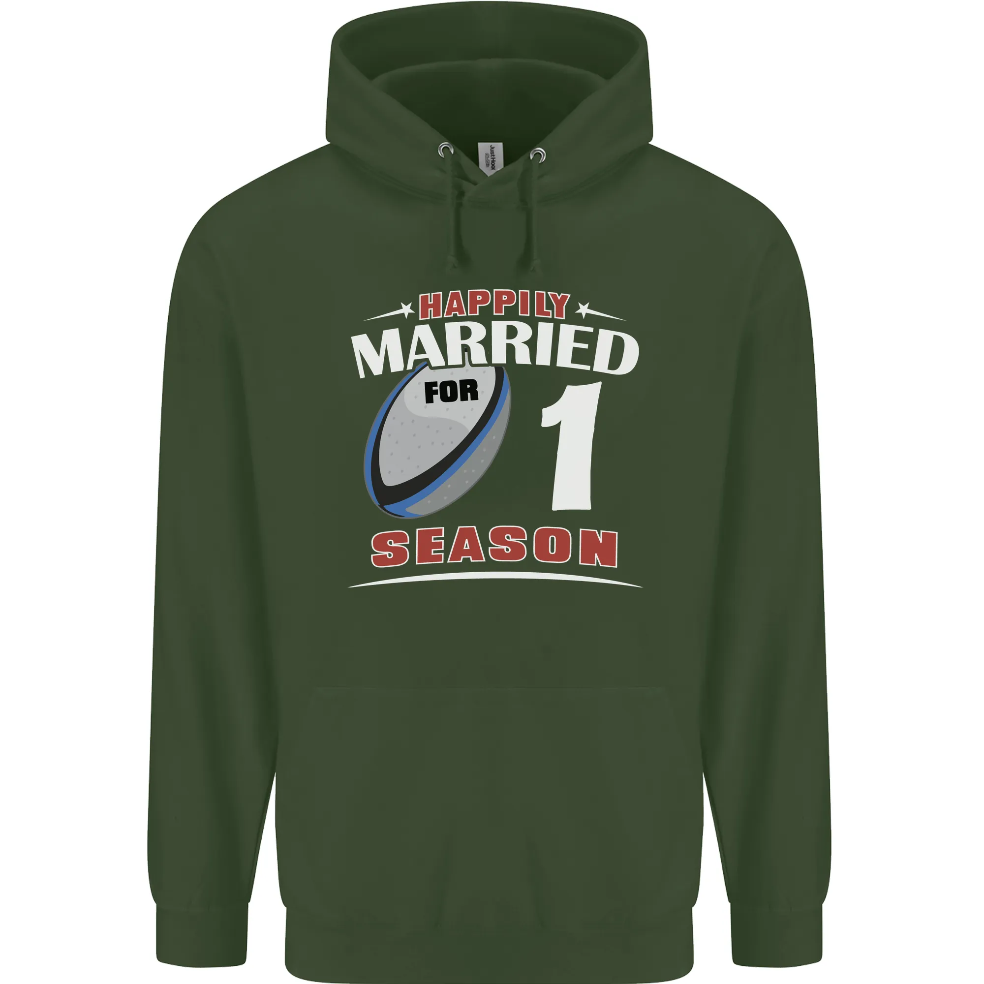 1 Year Wedding Anniversary 1st Rugby Mens 80% Cotton Hoodie