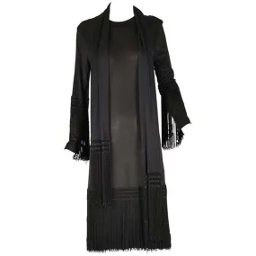 1960s Pucci Black Silk Jersey Fringe Dress