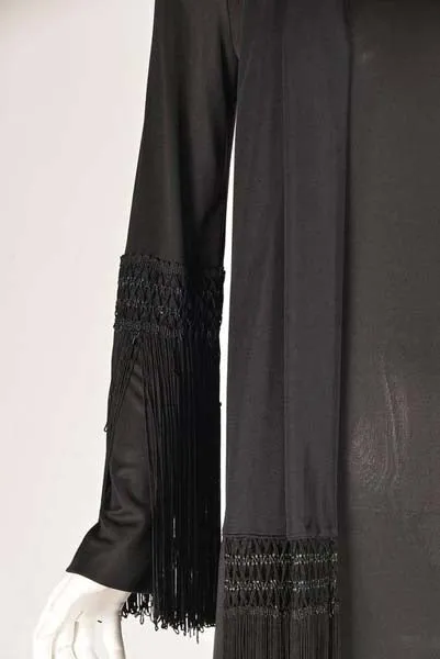 1960s Pucci Black Silk Jersey Fringe Dress