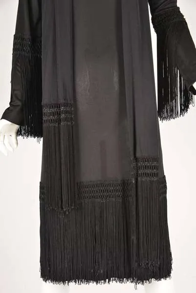 1960s Pucci Black Silk Jersey Fringe Dress