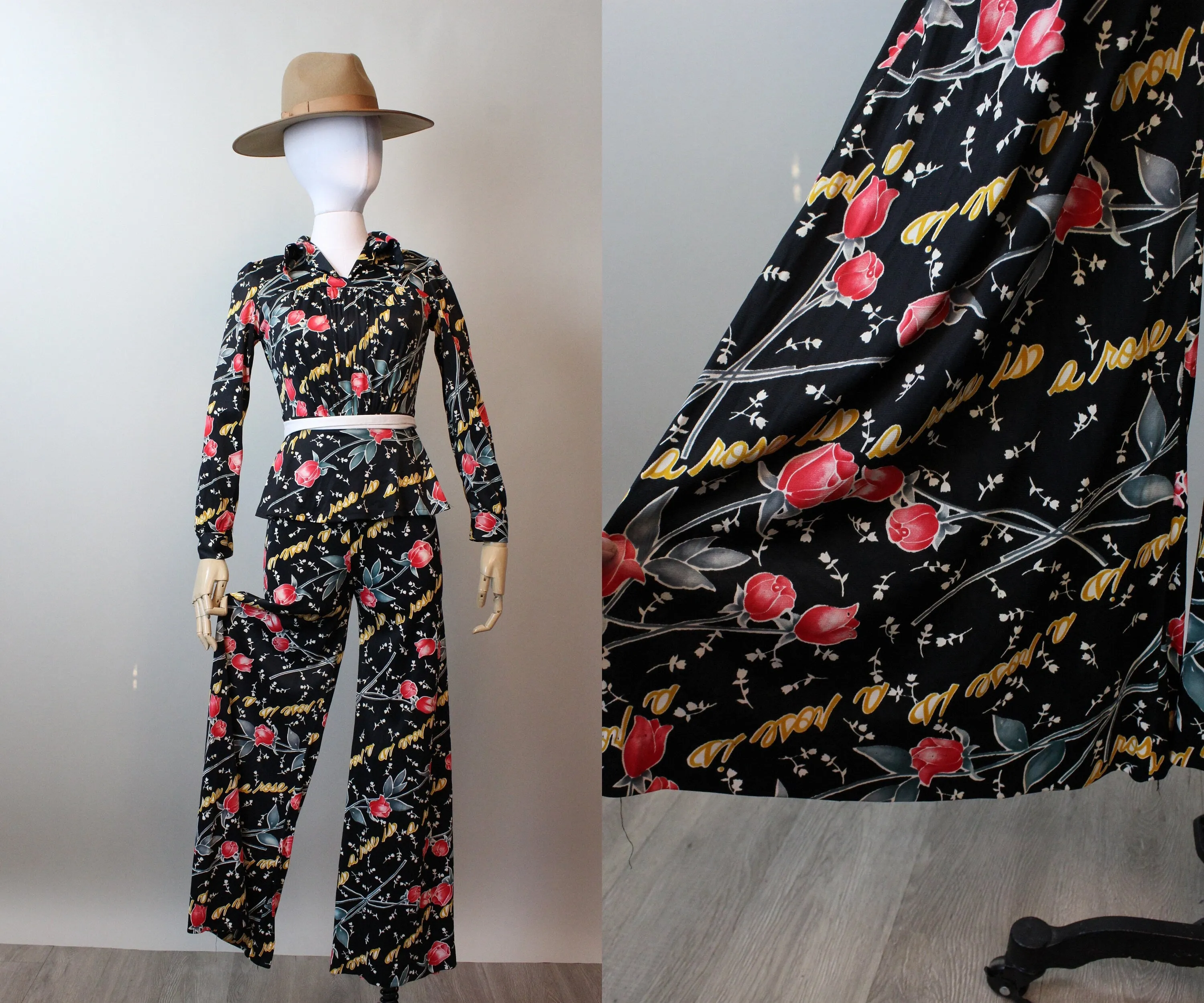 1970s NOVELTY a rose is a rose jumpsuit xs | new spring