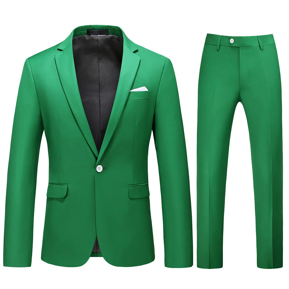 2-Piece Slim Fit Simple Designed Suit Green