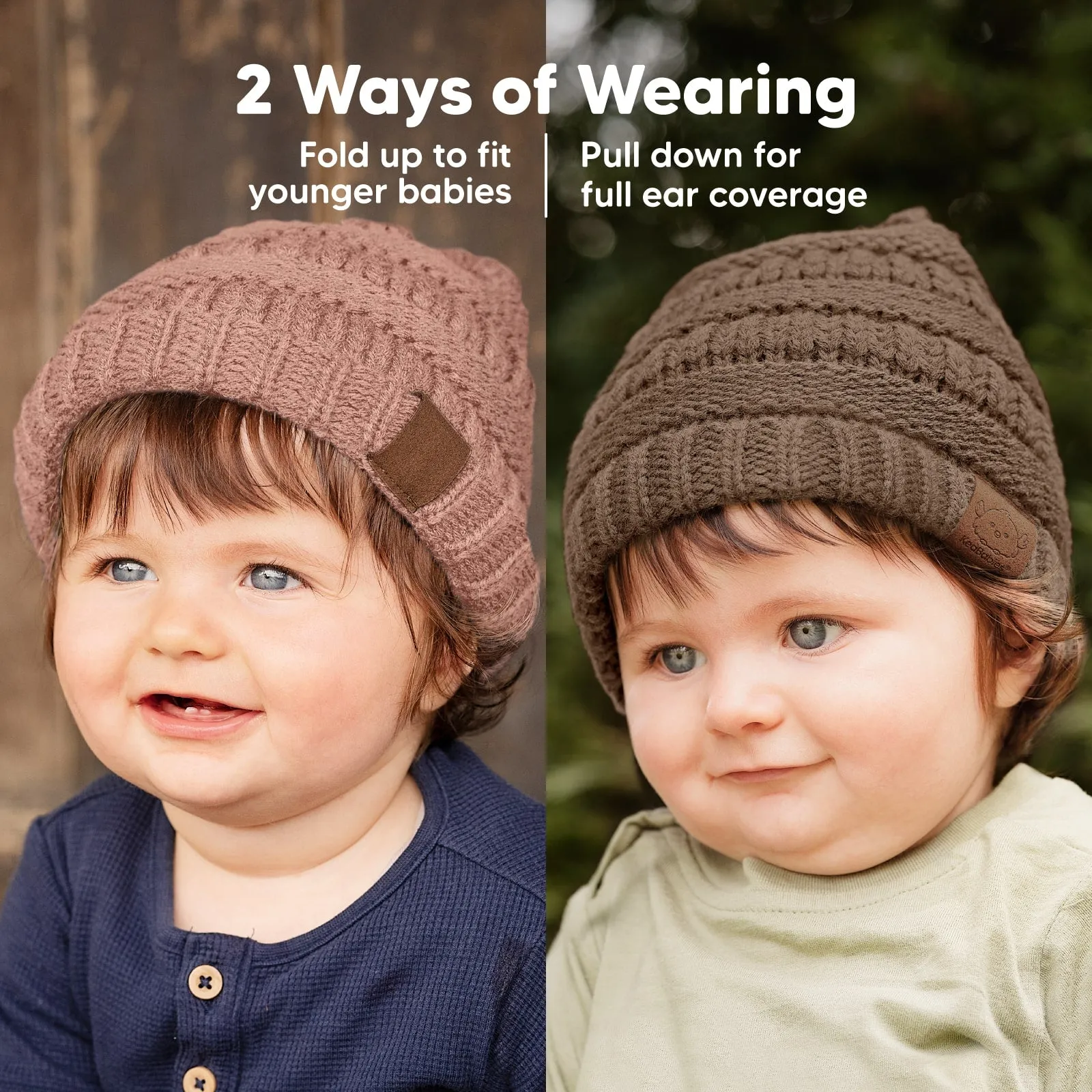 3-Pack Warmzy Baby Beanies (Wine, M)