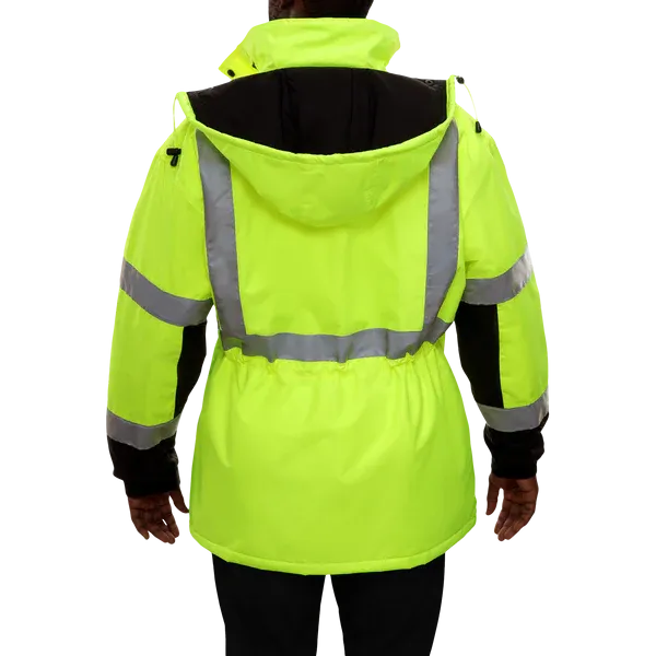 433STLB Safety Jacket: ThinsulateTM Parka: Breathable Waterproof Hooded: 2-Tone Lime