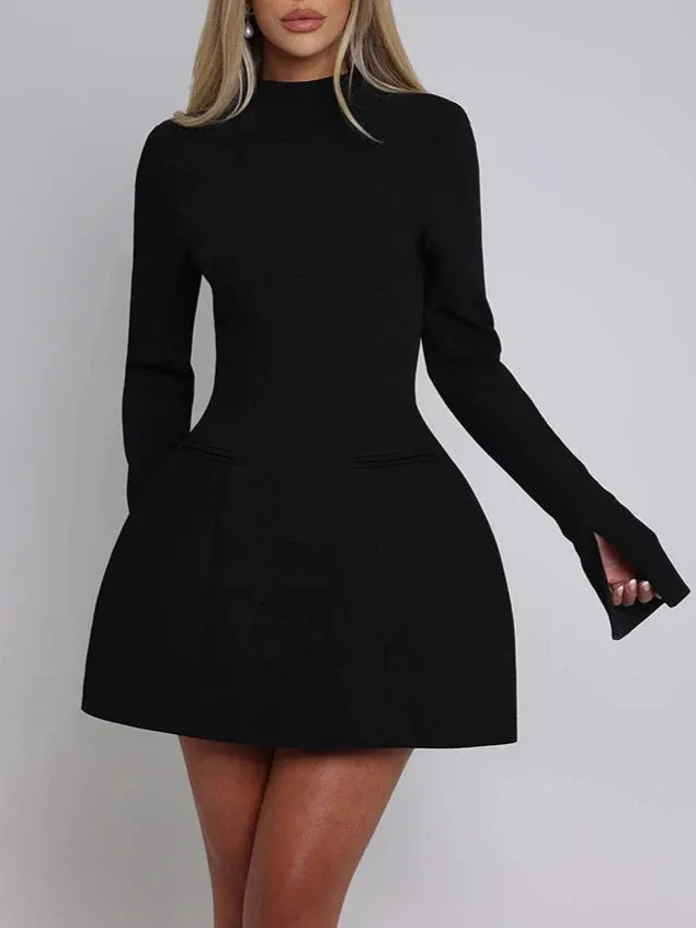 A&A Luxe Long Sleeve Backless Mini A-line Dress