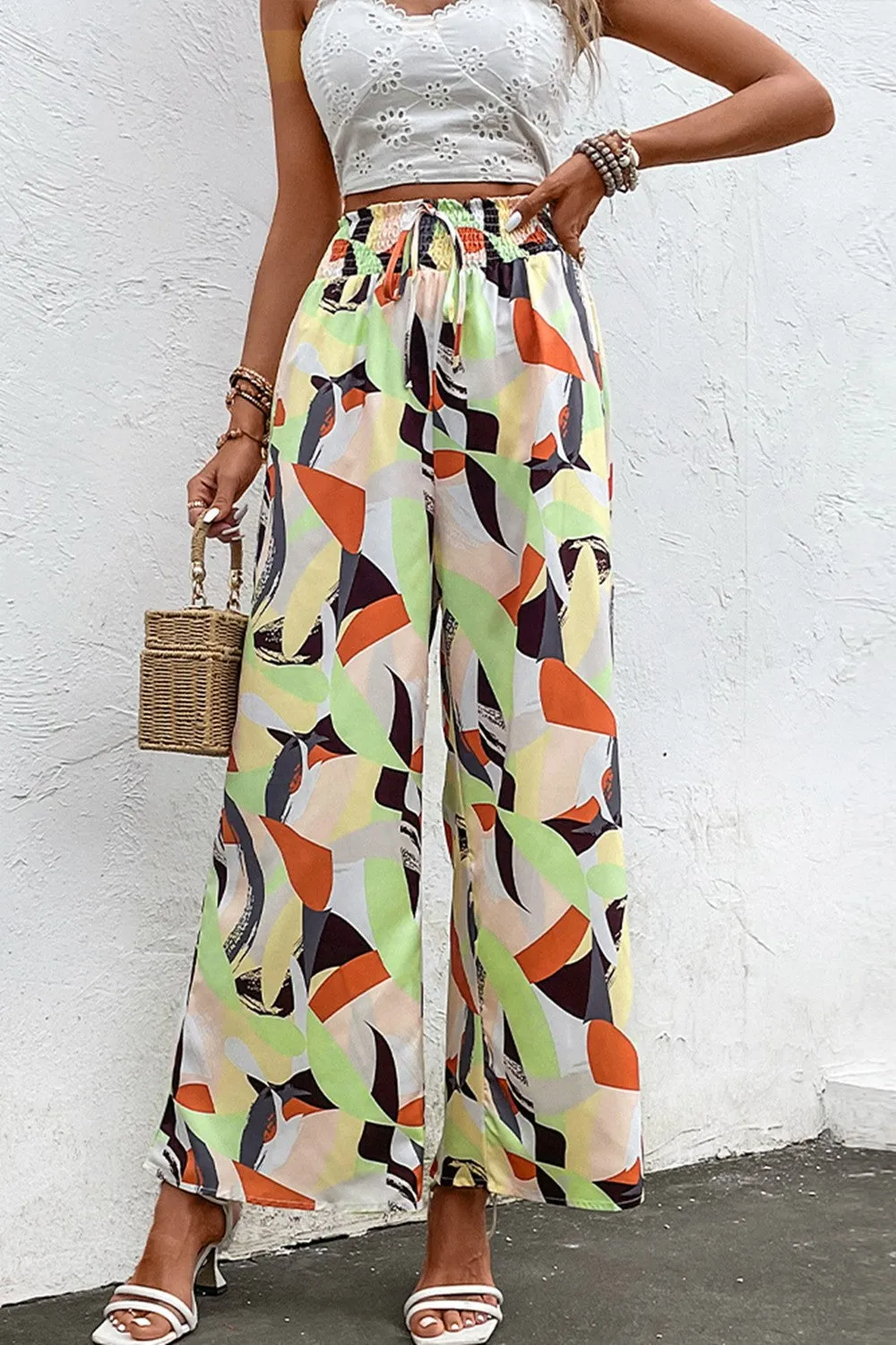 Abstract Wide Leg Resort Vacation Pants