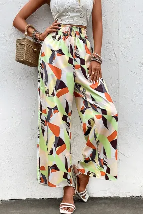 Abstract Wide Leg Resort Vacation Pants