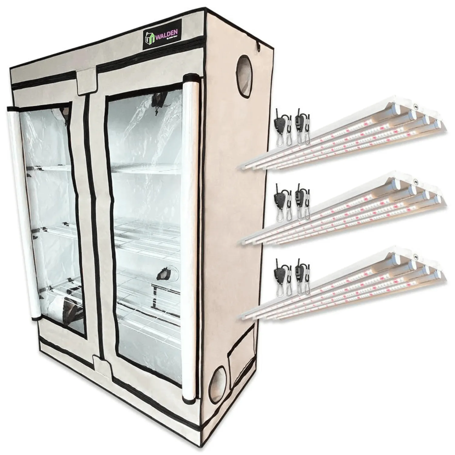 Active Grow Vegetables & Greens High Intensity 2' x 4' 3-Tier LED Walden White Grow Tent Kit