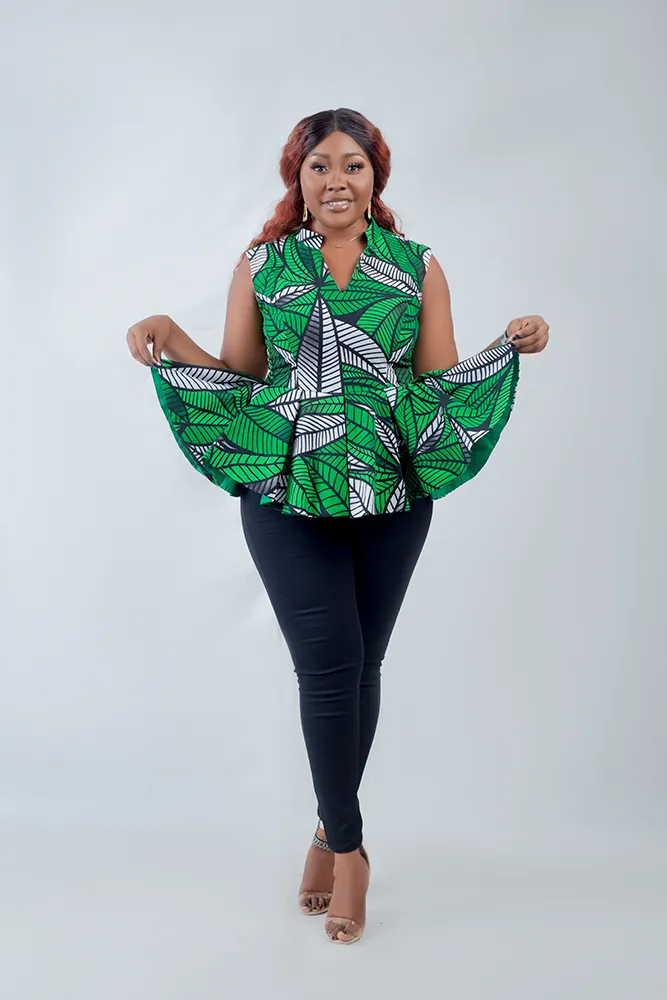 African Print Naya Peplum Top