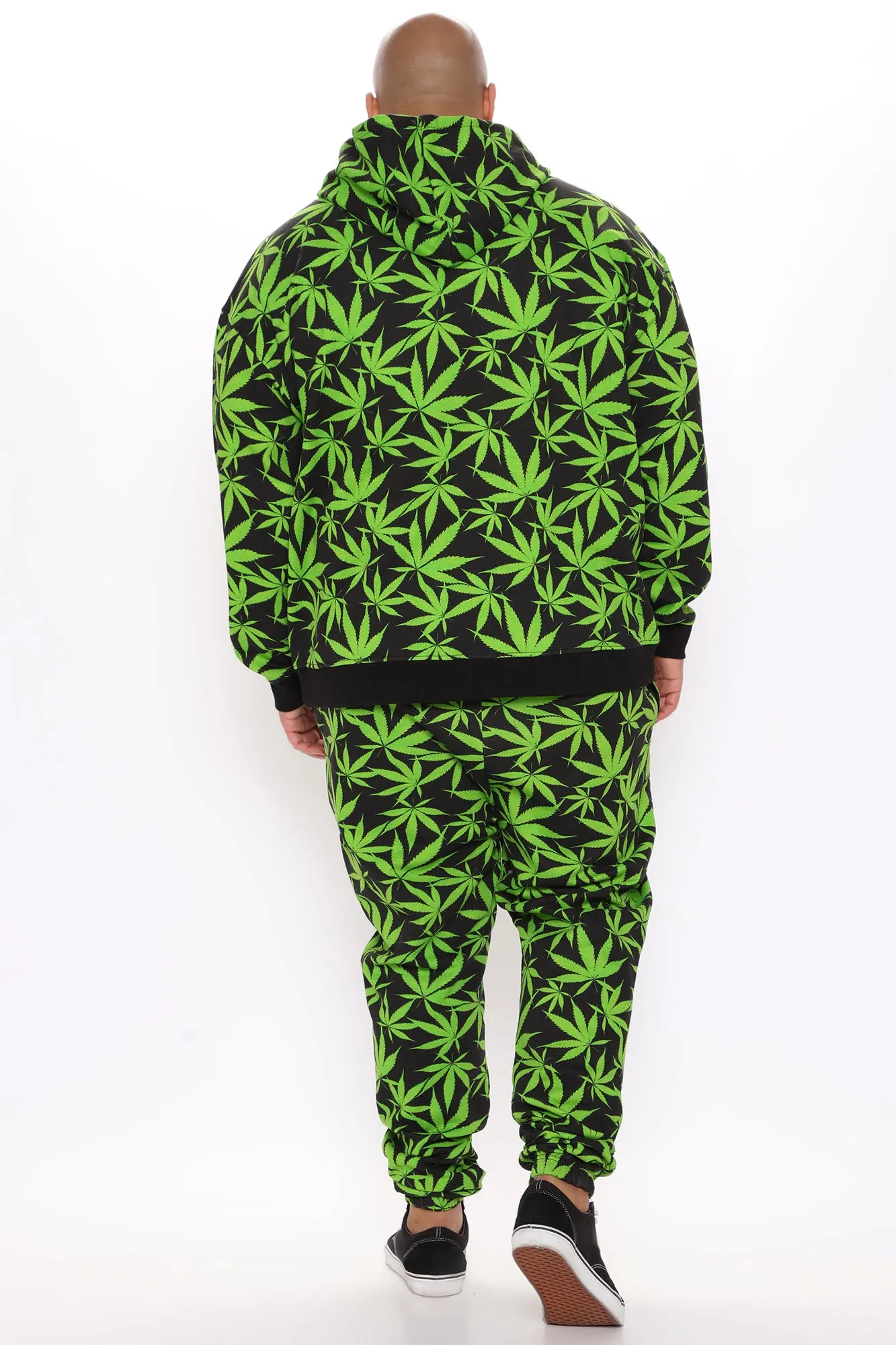 All over Weed Print Jogger - Black/Green