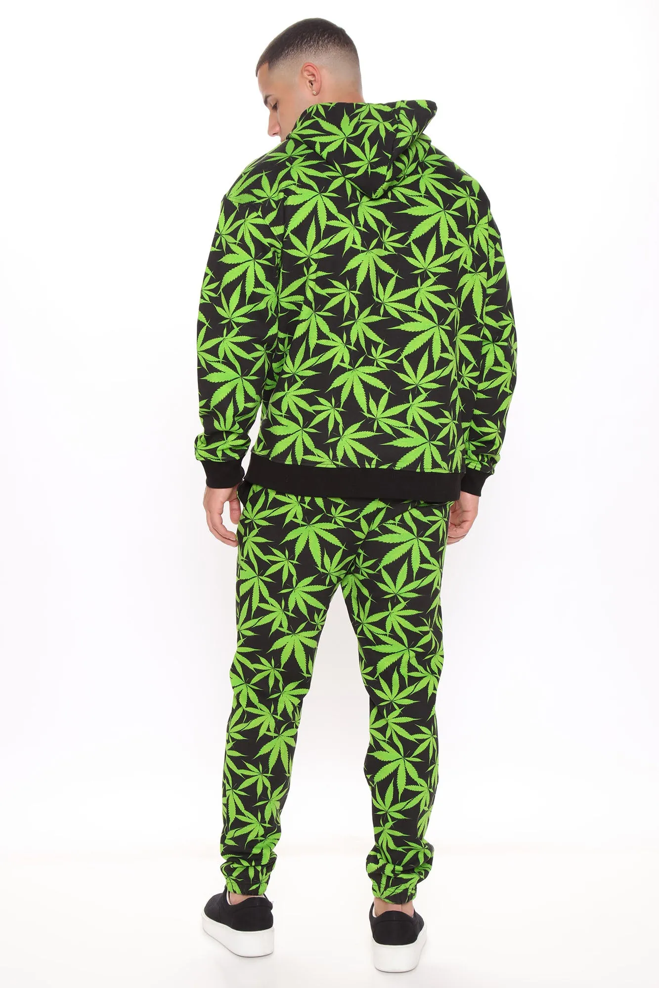 All over Weed Print Jogger - Black/Green