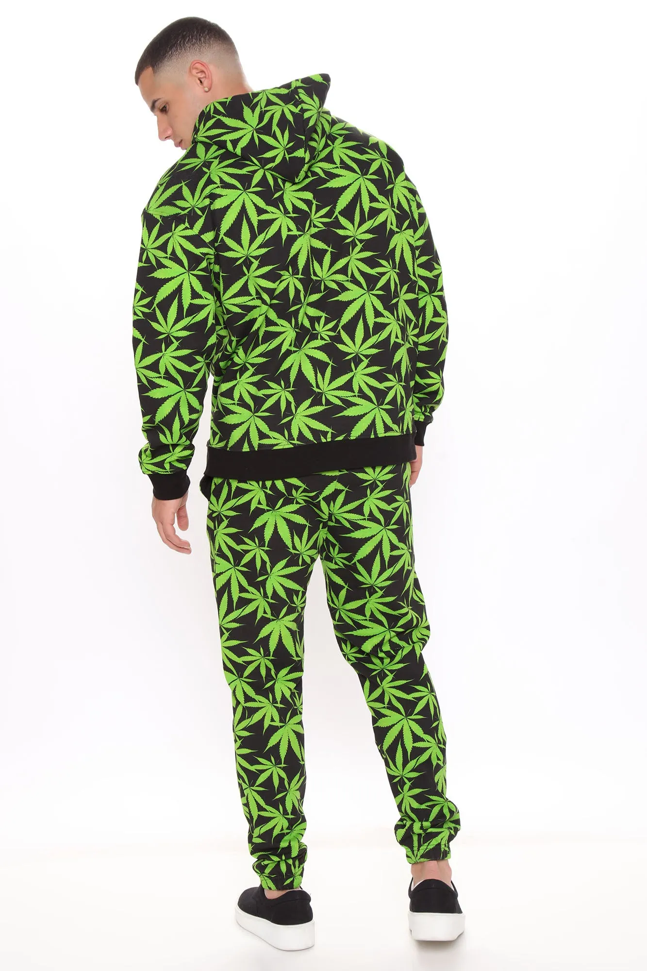 All over Weed Print Jogger - Black/Green