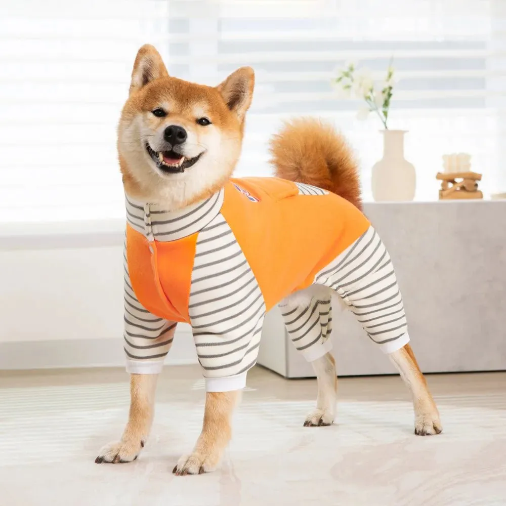 AnniePaw Warm Stripe Turtleneck Pajamas for Medium to XL Dogs