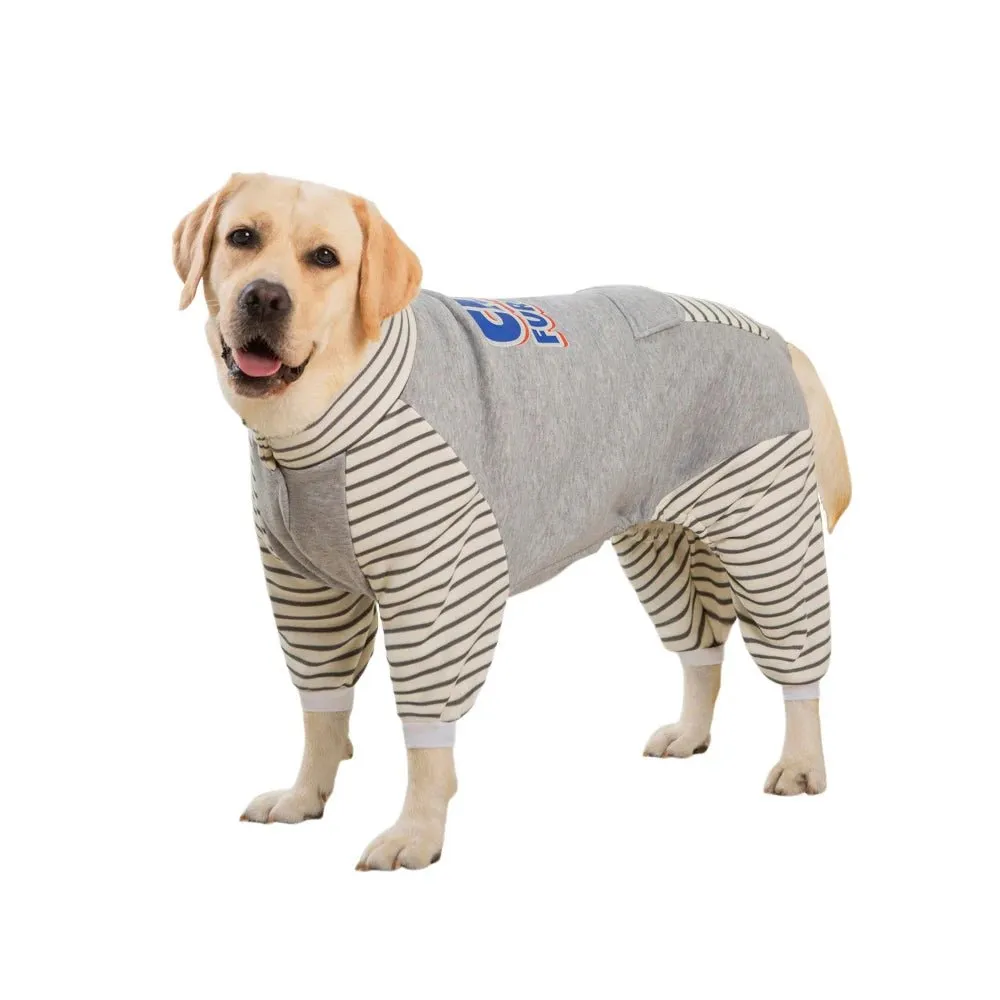 AnniePaw Warm Stripe Turtleneck Pajamas for Medium to XL Dogs