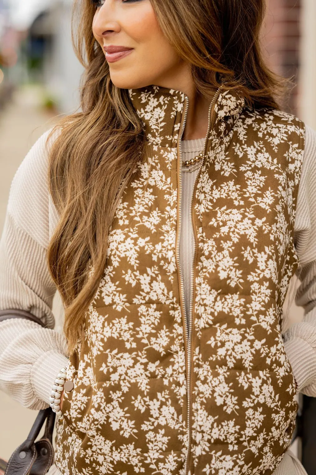 Antique Floral Puffer Vest