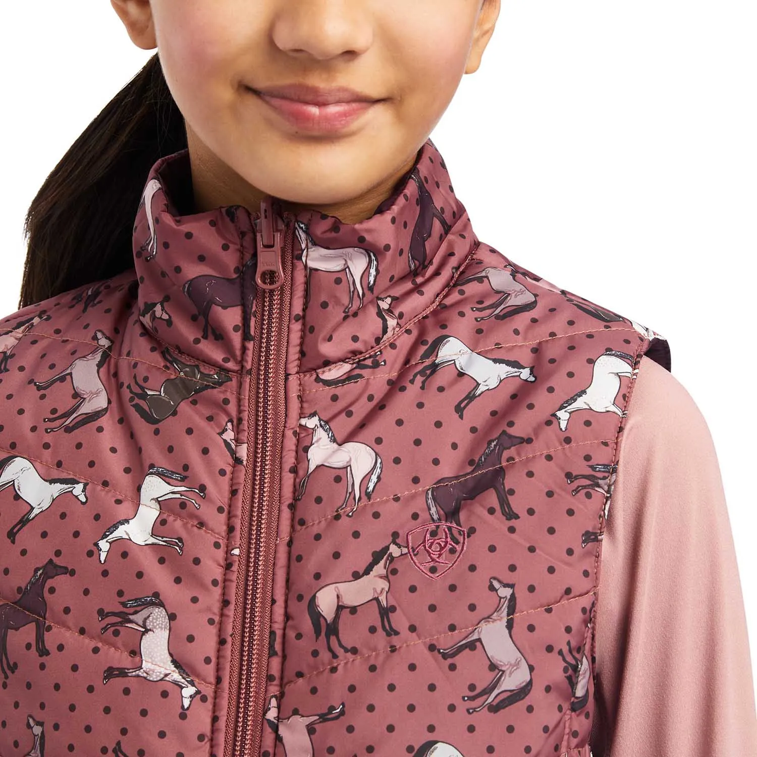 Ariat Girls Bella Reversible Vest, Wild Ponies, Mulberry