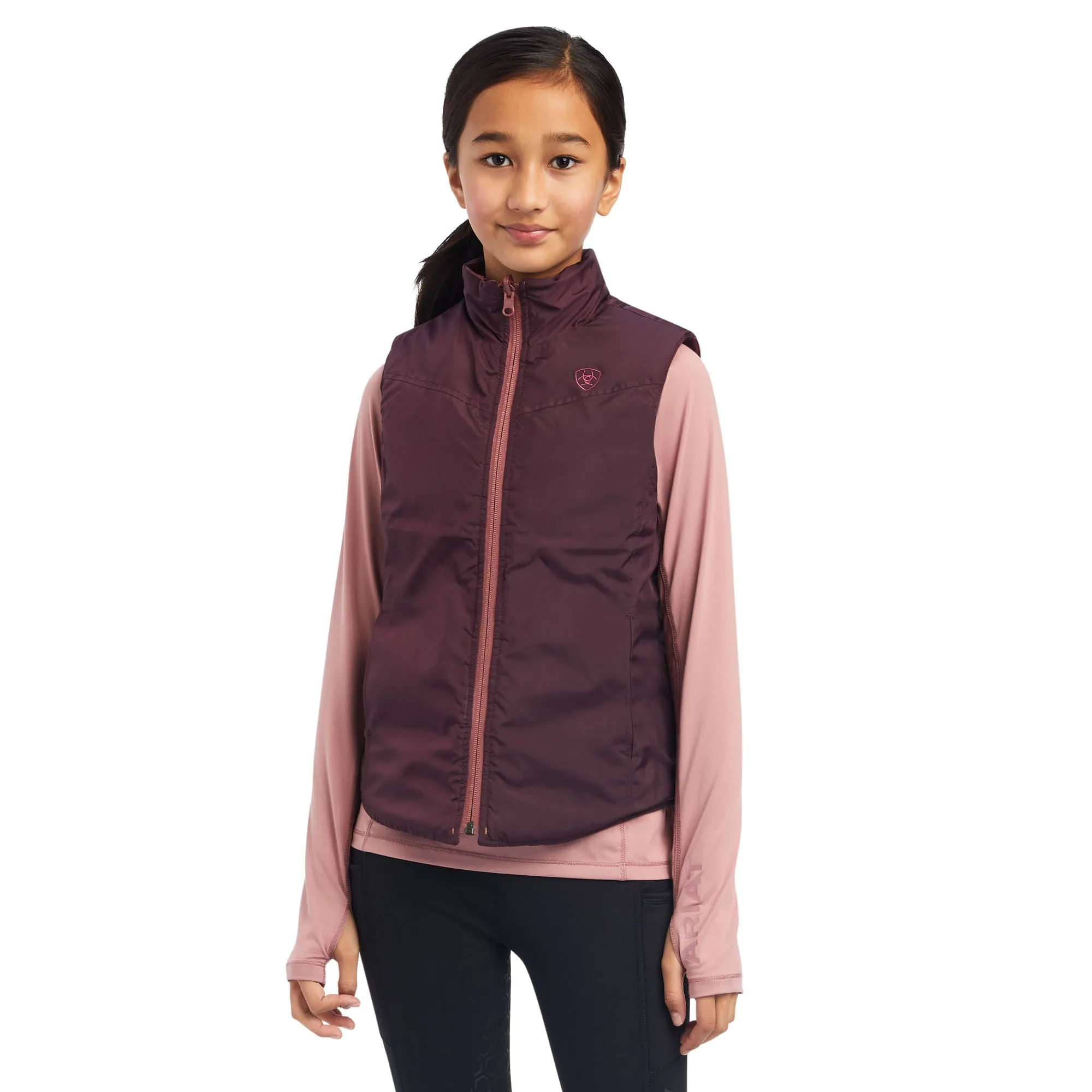 Ariat Girls Bella Reversible Vest, Wild Ponies, Mulberry