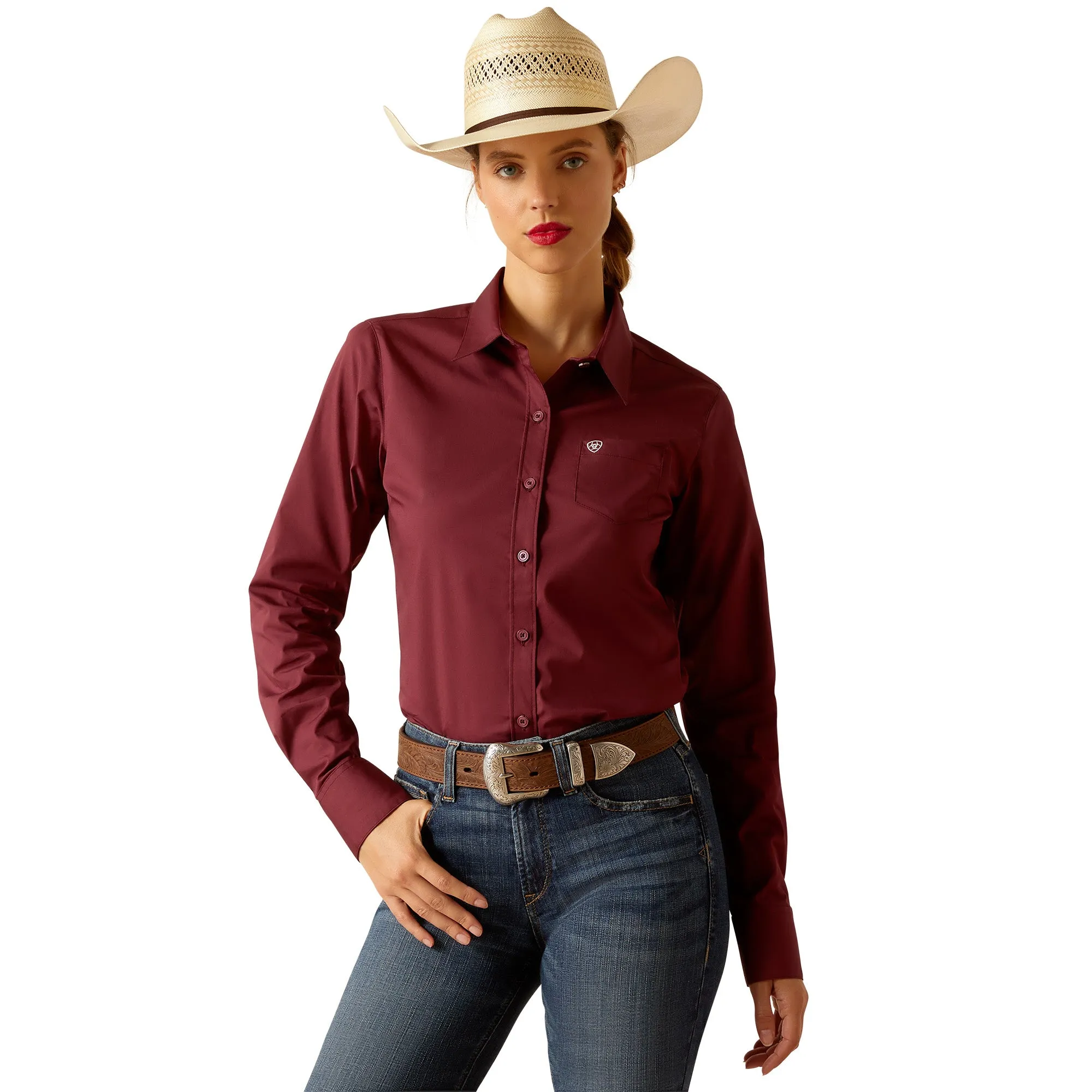 Ariat Ladies Kirby Stretch Burgundy Button Down Shirt 10048885