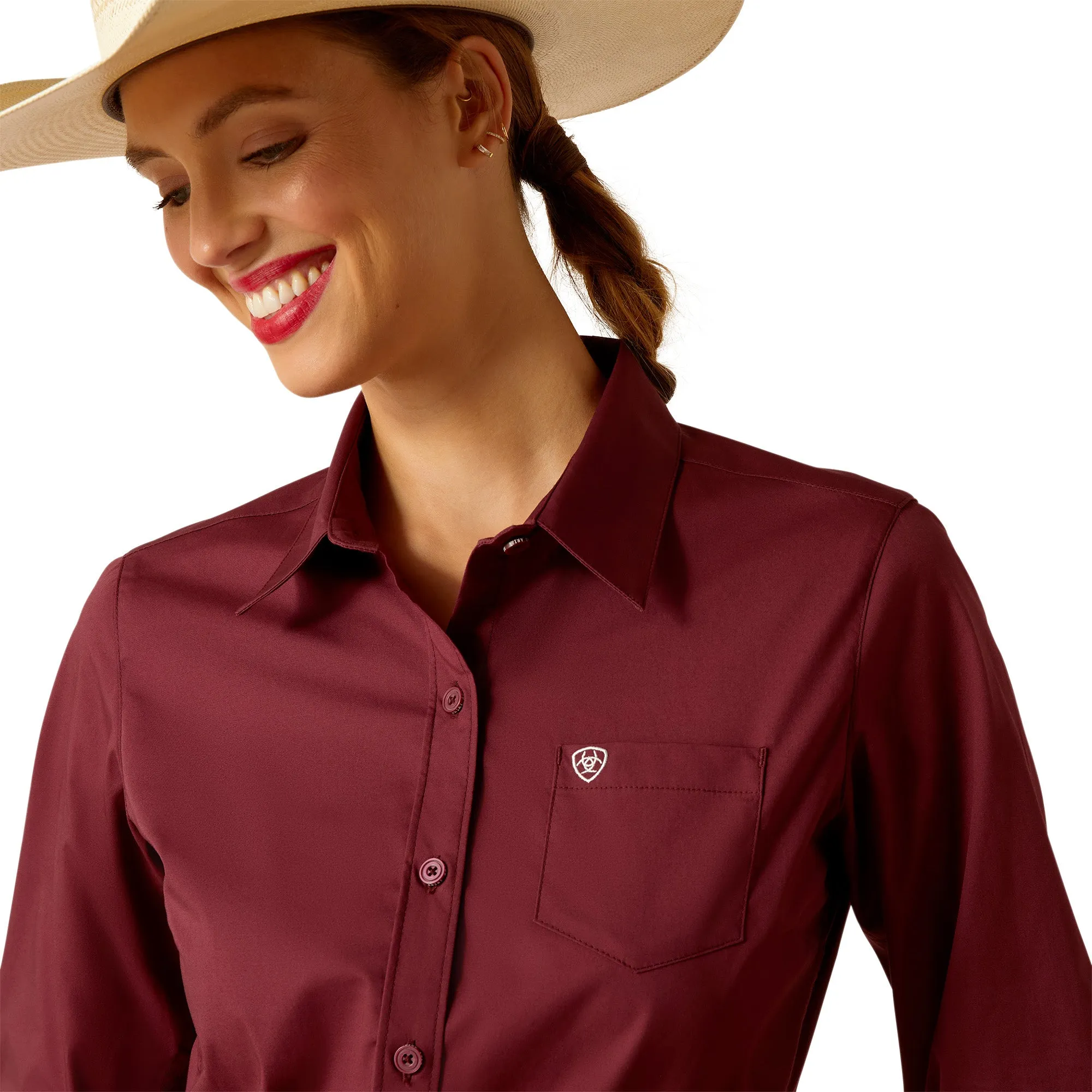 Ariat Ladies Kirby Stretch Burgundy Button Down Shirt 10048885