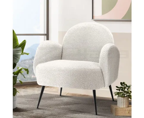 Armchair Lounge Chair Armchairs Accent Arm Chairs Sherpa Boucle White