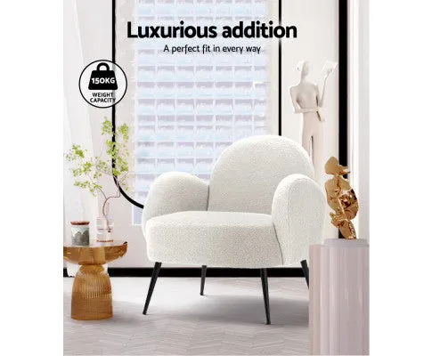 Armchair Lounge Chair Armchairs Accent Arm Chairs Sherpa Boucle White