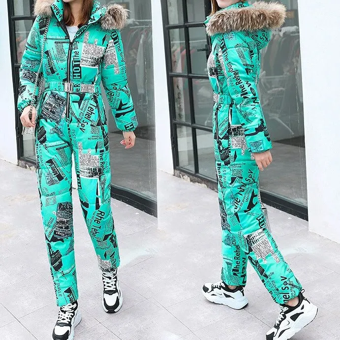 Ashore Ski Shop Warm One Piece Jumpsuit Women Outfit Ski Suit Jacket Winter