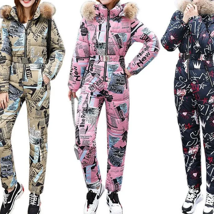 Ashore Ski Shop Warm One Piece Jumpsuit Women Outfit Ski Suit Jacket Winter