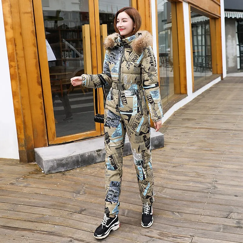 Ashore Ski Shop Warm One Piece Jumpsuit Women Outfit Ski Suit Jacket Winter