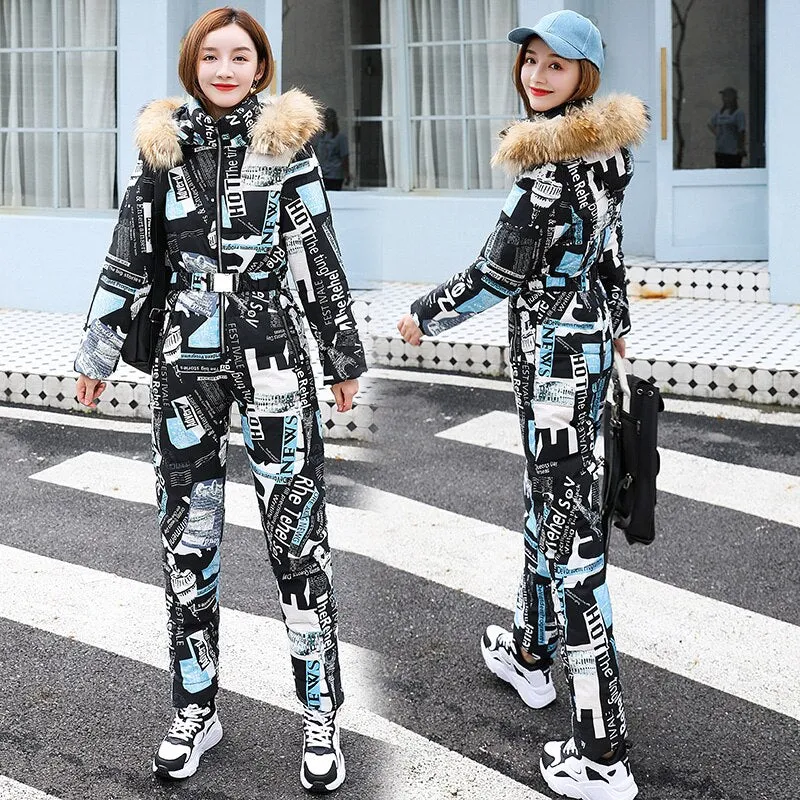 Ashore Ski Shop Warm One Piece Jumpsuit Women Outfit Ski Suit Jacket Winter