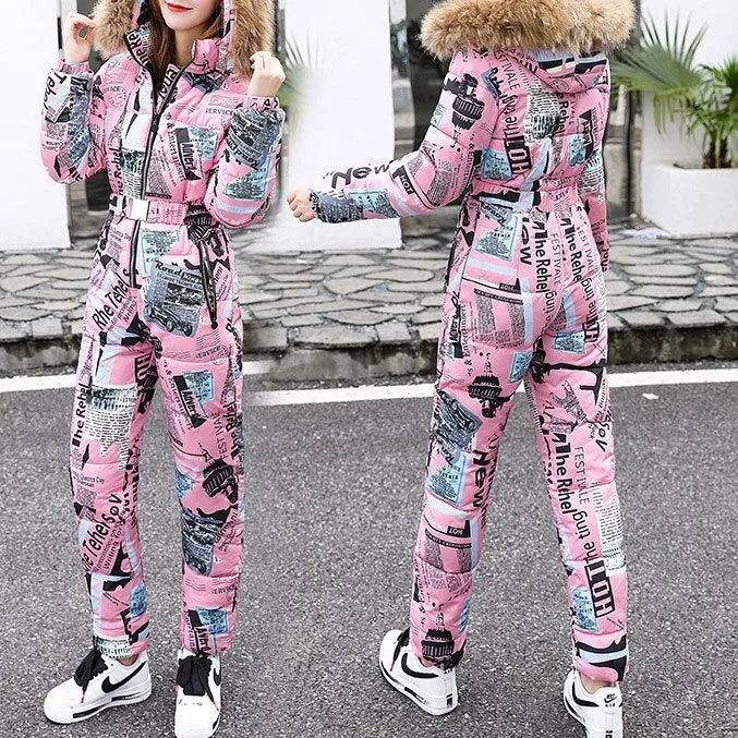 Ashore Ski Shop Warm One Piece Jumpsuit Women Outfit Ski Suit Jacket Winter