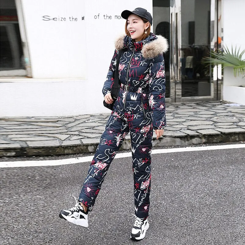 Ashore Ski Shop Warm One Piece Jumpsuit Women Outfit Ski Suit Jacket Winter