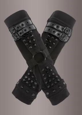 Atomic Punk Black Buckle Arm Warmers with Studs