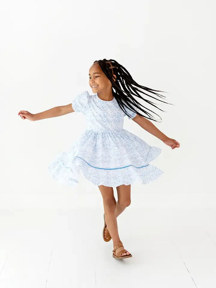 Aura Poplin Dress in Blue Bunnies | Easter Dress