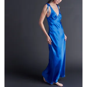 Ava Silk Charmeuse Slip Dress in Tanzanite