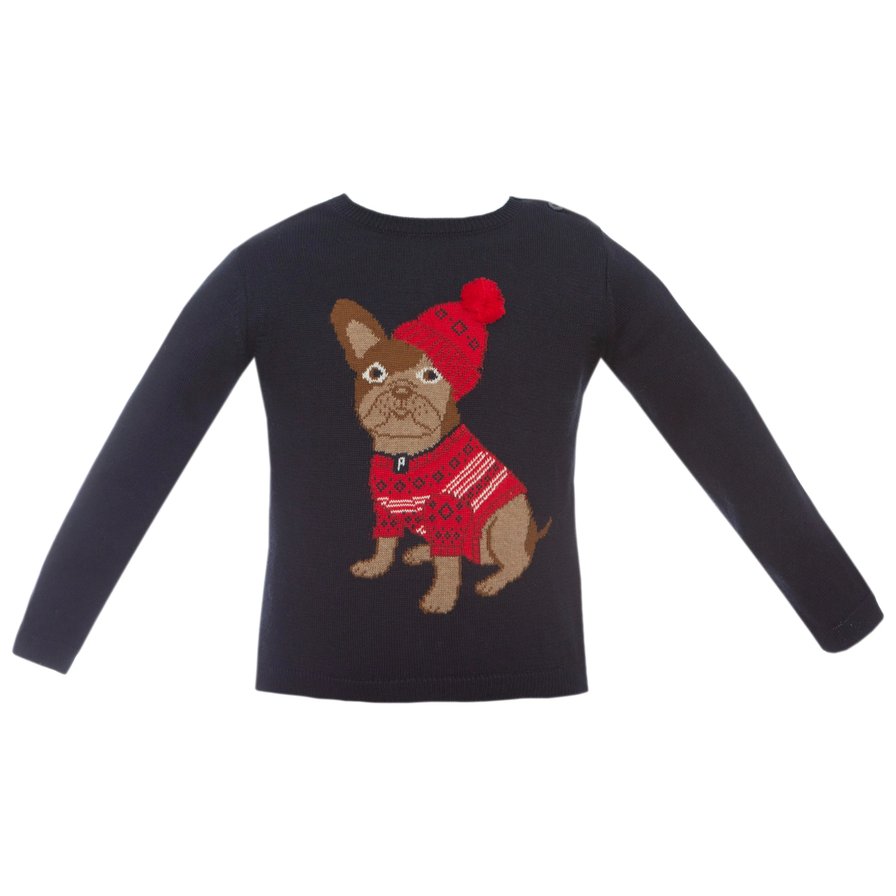 AW19 Patachou Boys Navy Pug Knitted Jumper