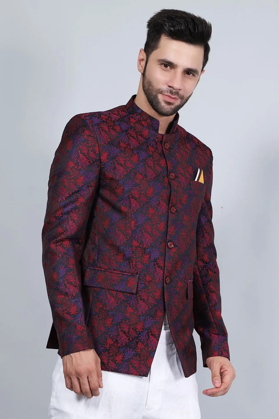 Banarasi Rayon Cotton Red Blazer