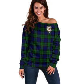 Bannatyne Tartan Off Shoulder Women Sweater with Family Crest