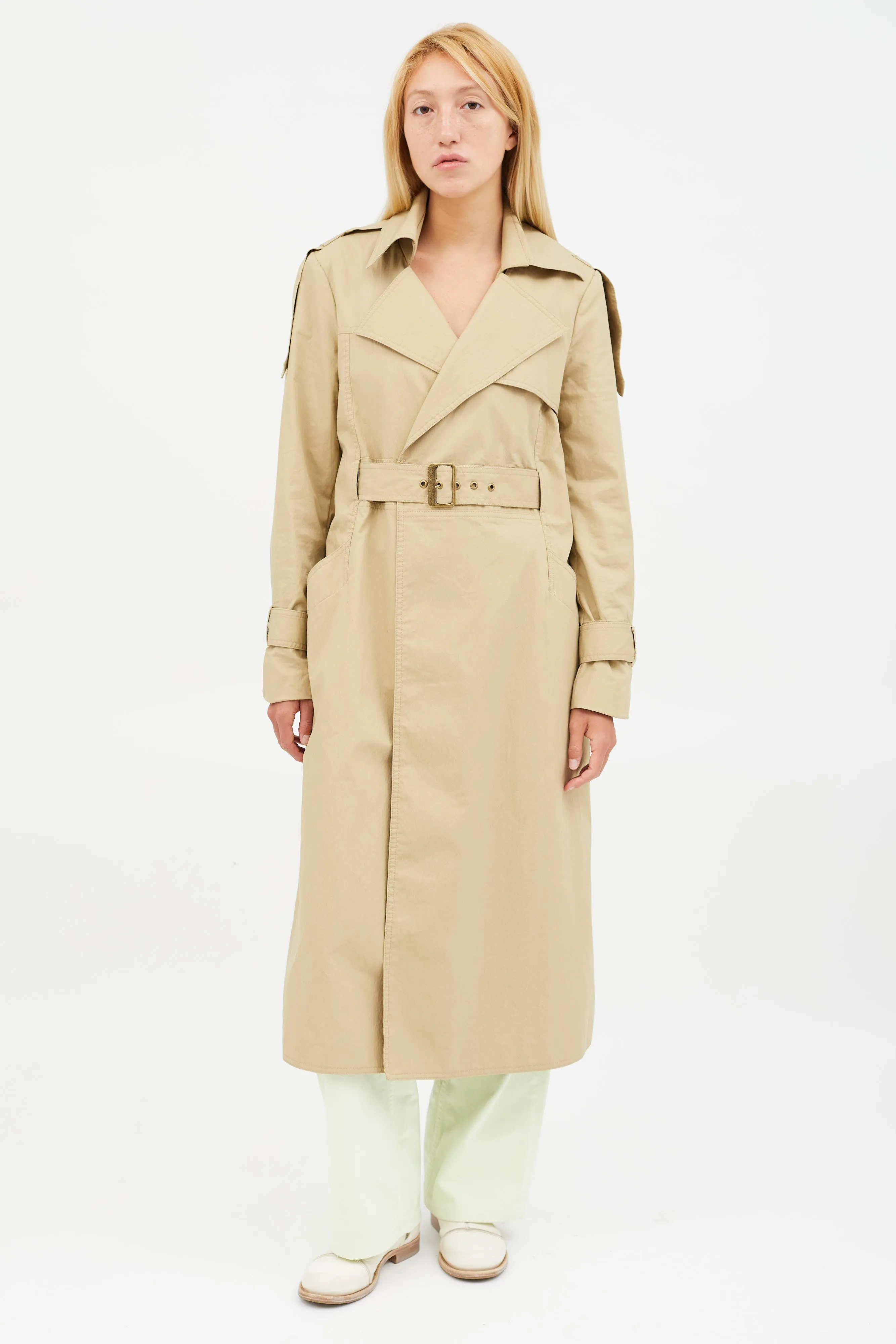 Beige Belted Trench Coat