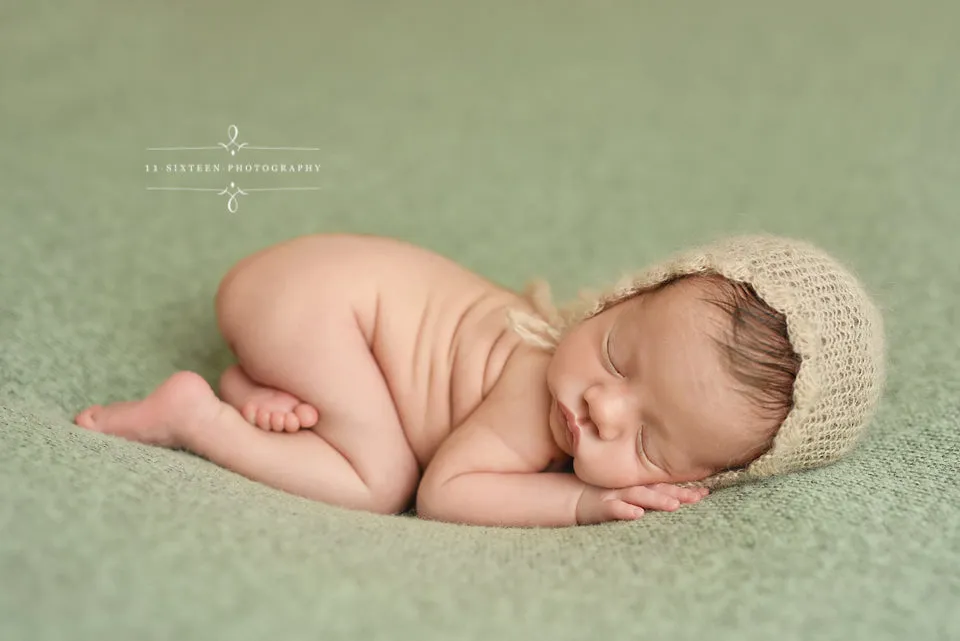 Beige Scalllop Mohair Newborn Baby Bonnet Hat