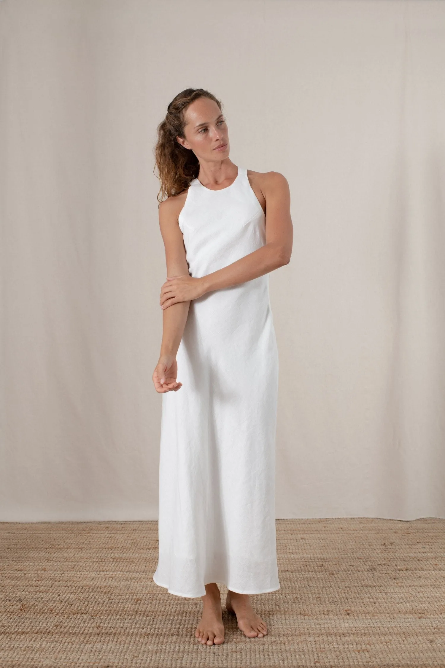 Bellez Linen Maxi Dress White