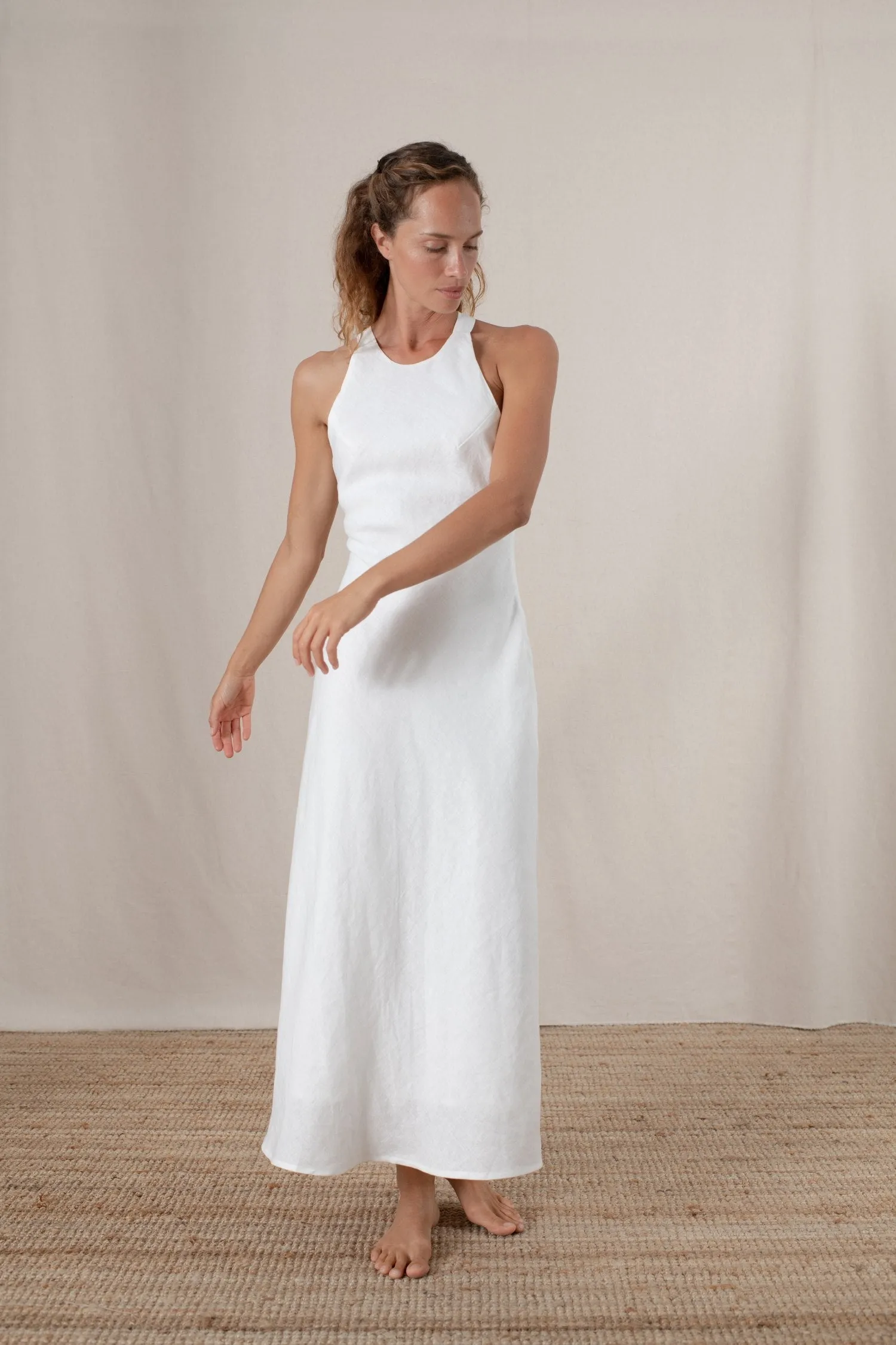 Bellez Linen Maxi Dress White