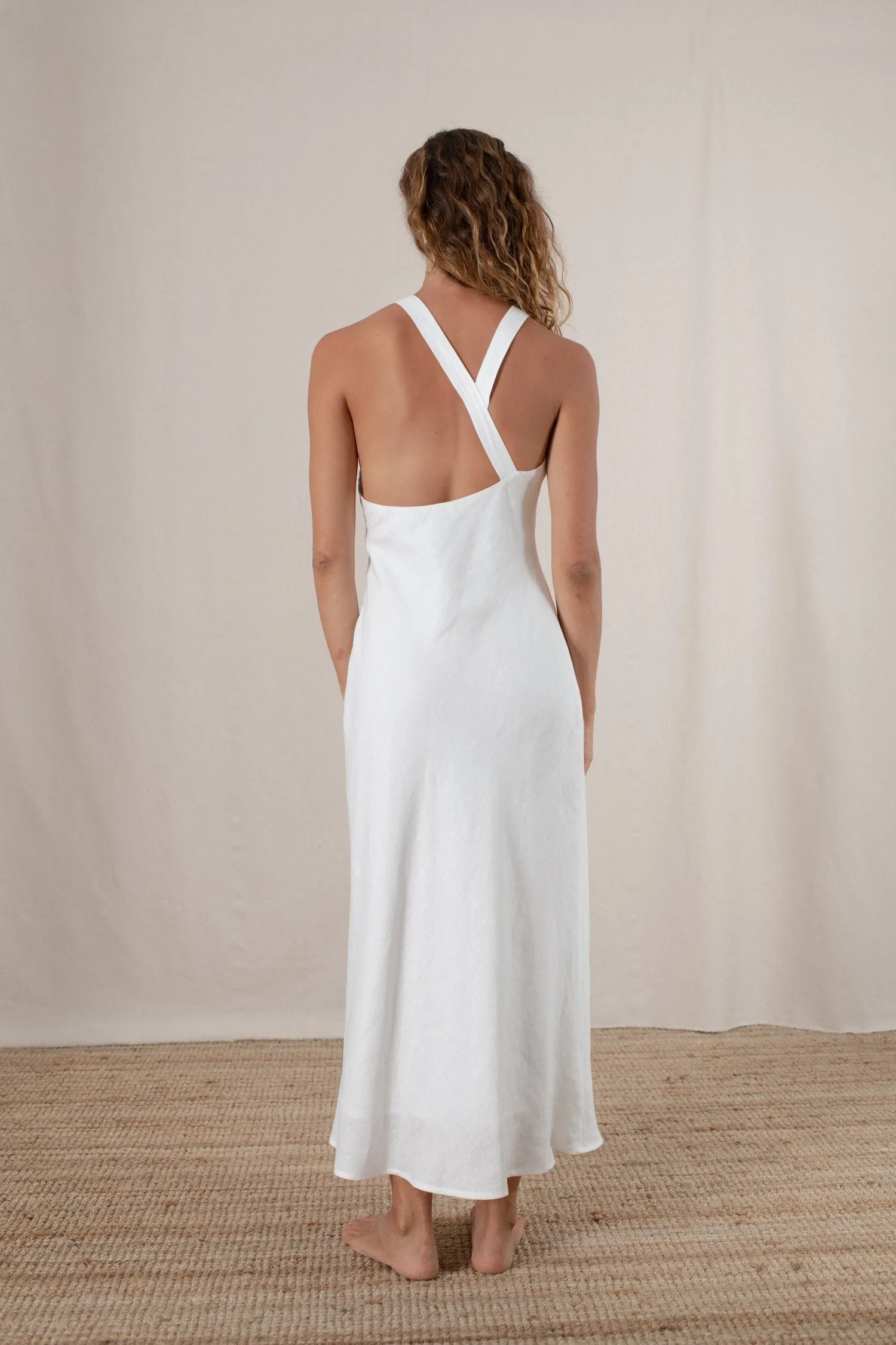 Bellez Linen Maxi Dress White