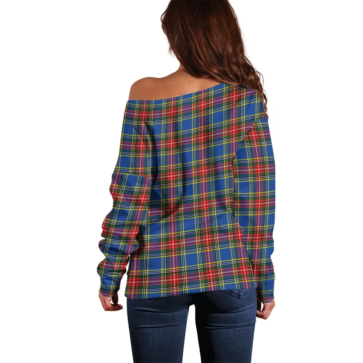 Bethune Tartan Off Shoulder Women Sweater