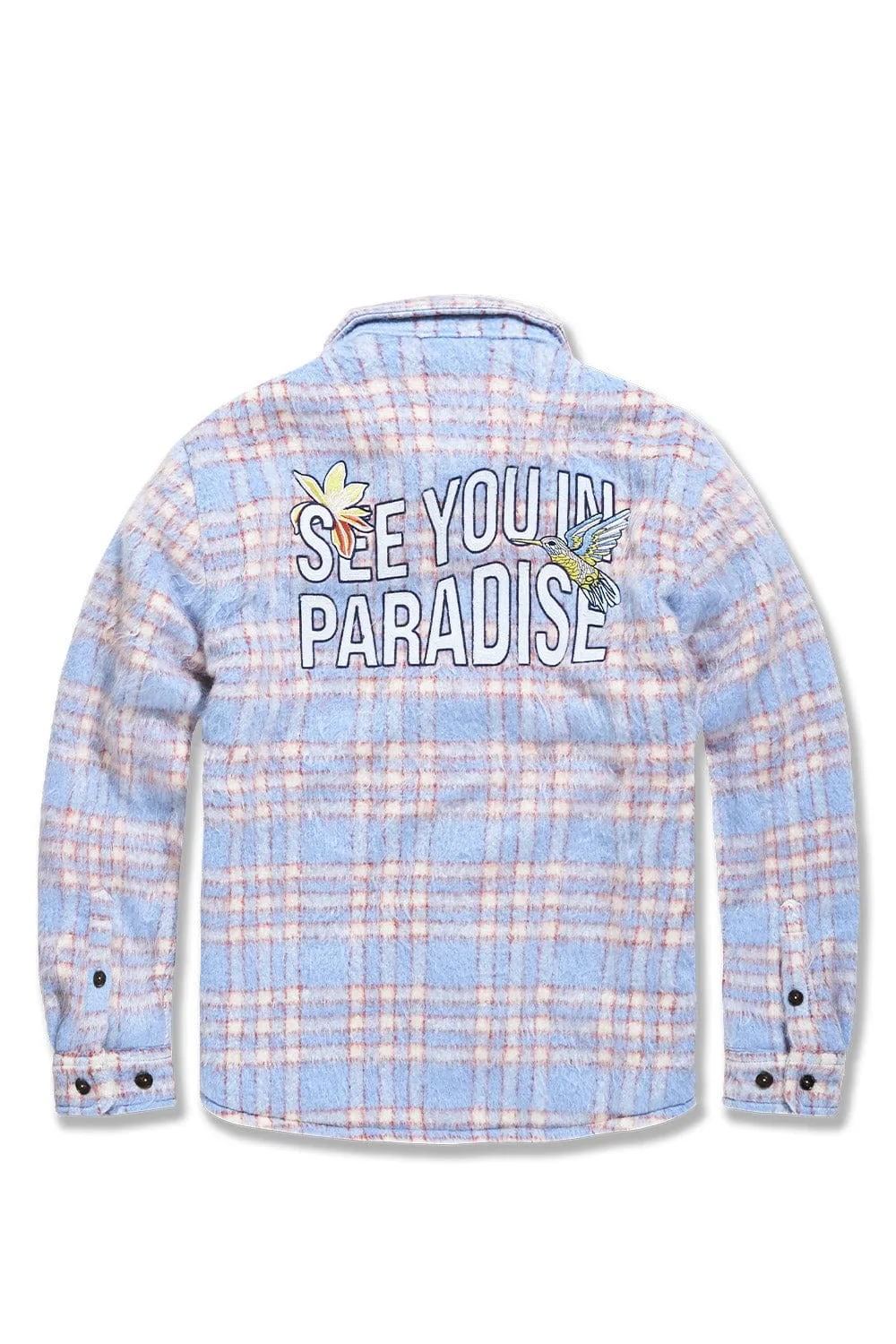 Big Men's See You In Paradise Flannel Shacket (Sky Blue)