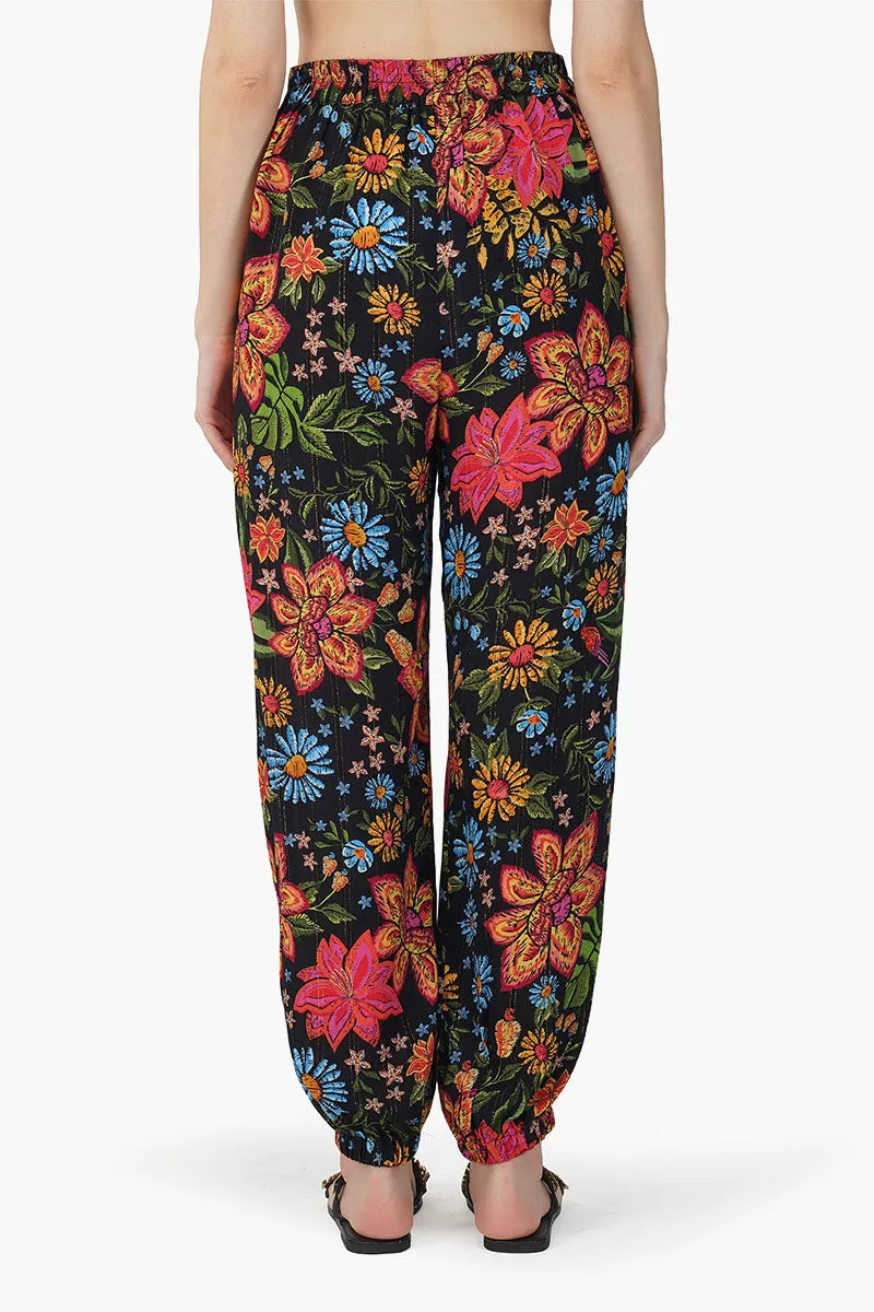 Black Multi Floret Pants