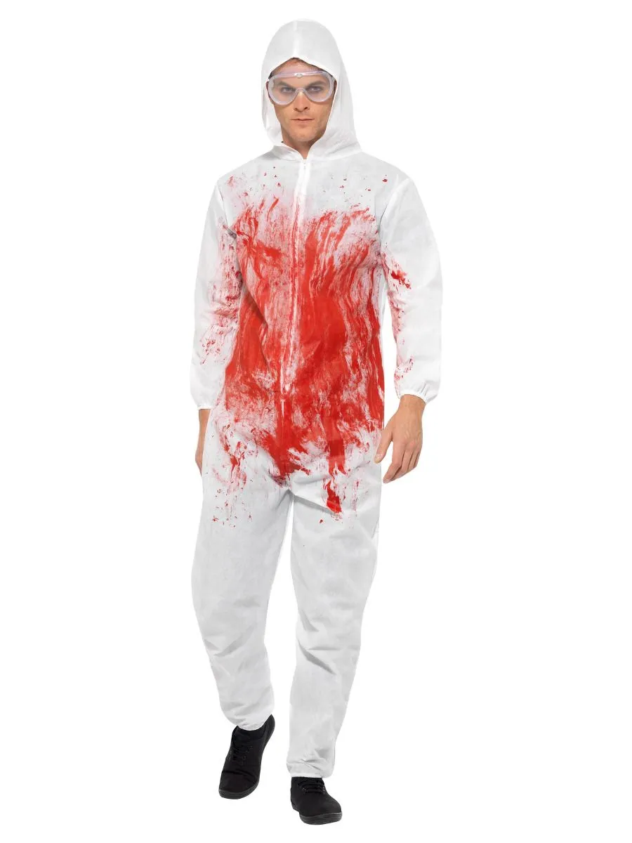 Bloody Forensic Overall Halloween Costume, Red