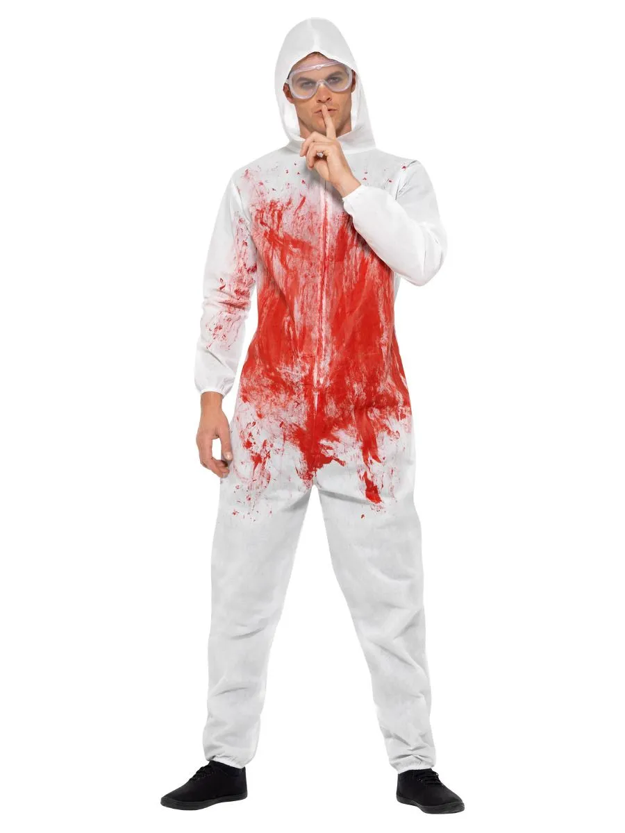 Bloody Forensic Overall Halloween Costume, Red