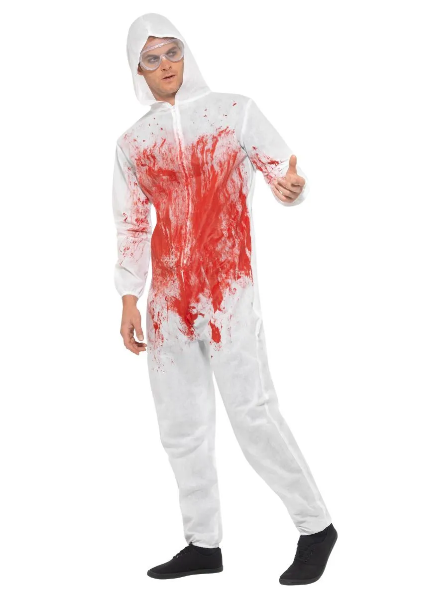 Bloody Forensic Overall Halloween Costume, Red