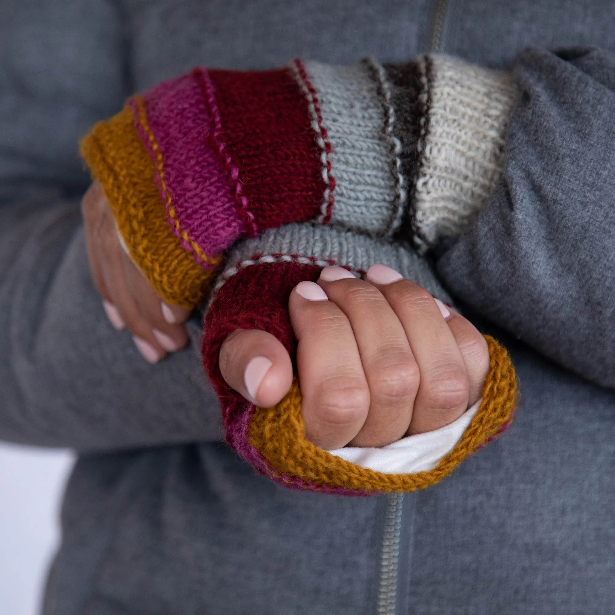 Bold Stripes Hand Knit Hand Warmers