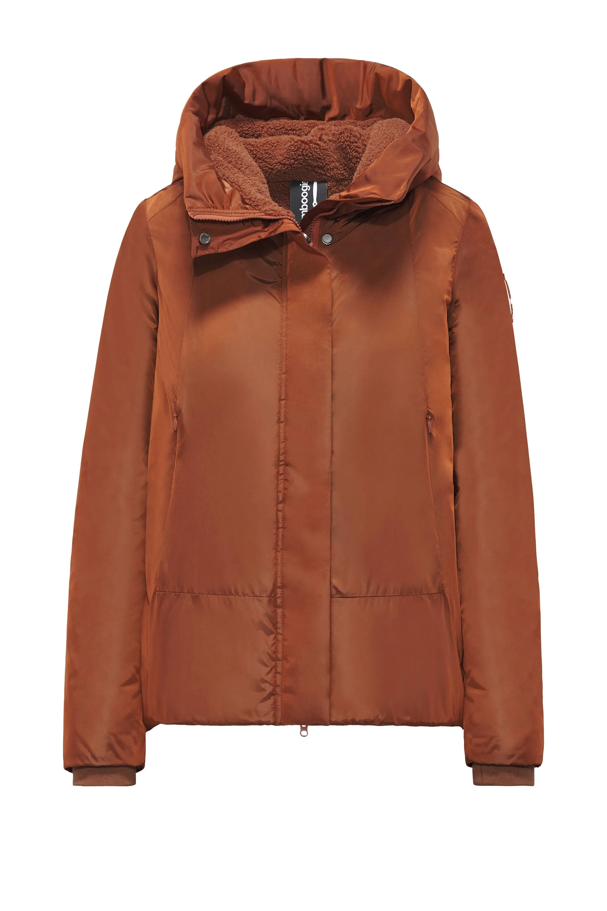 Bomboogie Parka da donna corto in nylon riciclato Foderato in Sherpa JW7630T TMSB 94 brick